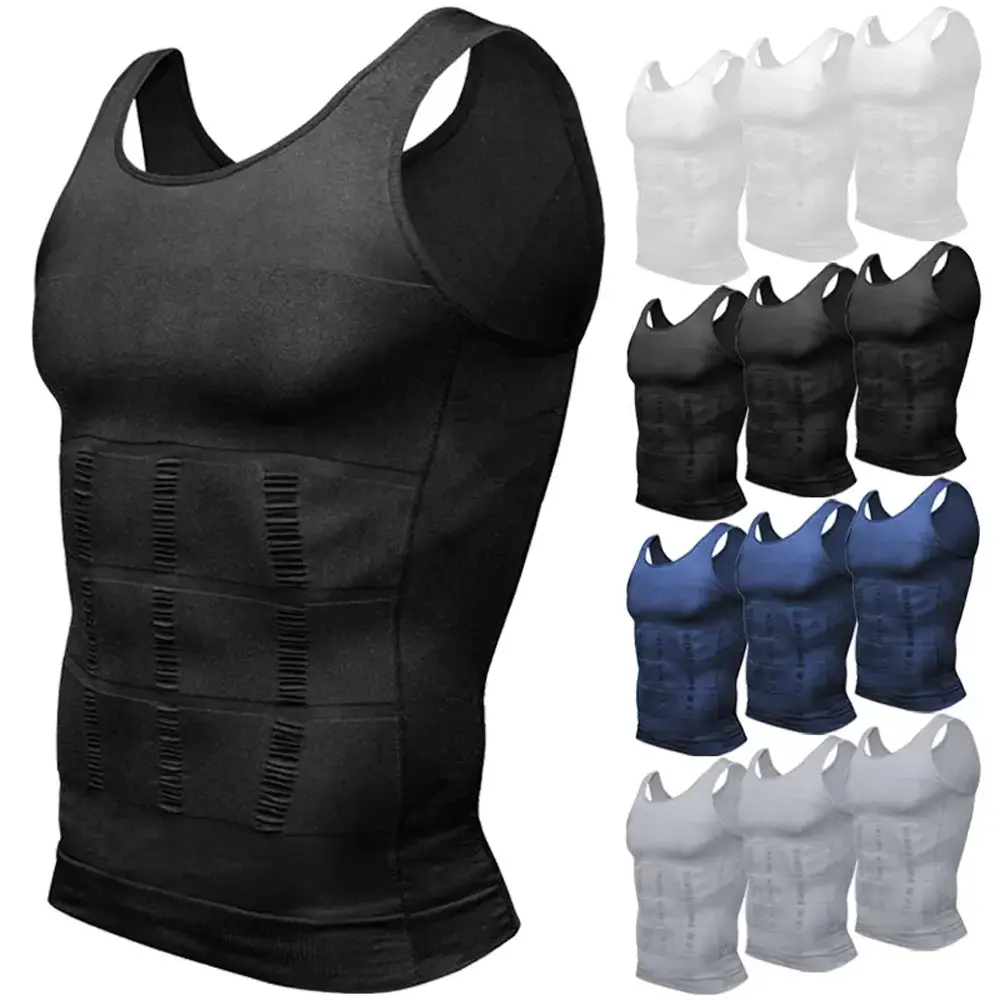 1/2 PACK Men's Sleeveless Solid Compression Fit Fitness Vest Shirt, Athletic Training Apparel Gym Activewear Body Shaper