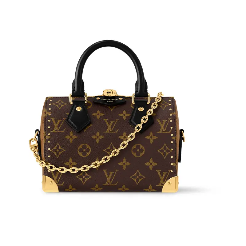 Women's Louis Vuitton Speedy Trunk 20 Handbag Purse - Monogram Canvas Brown, Durable, Detachable Adjustable Strap, Detachable, Crossover, Contemporary, Durable Women's Handbags