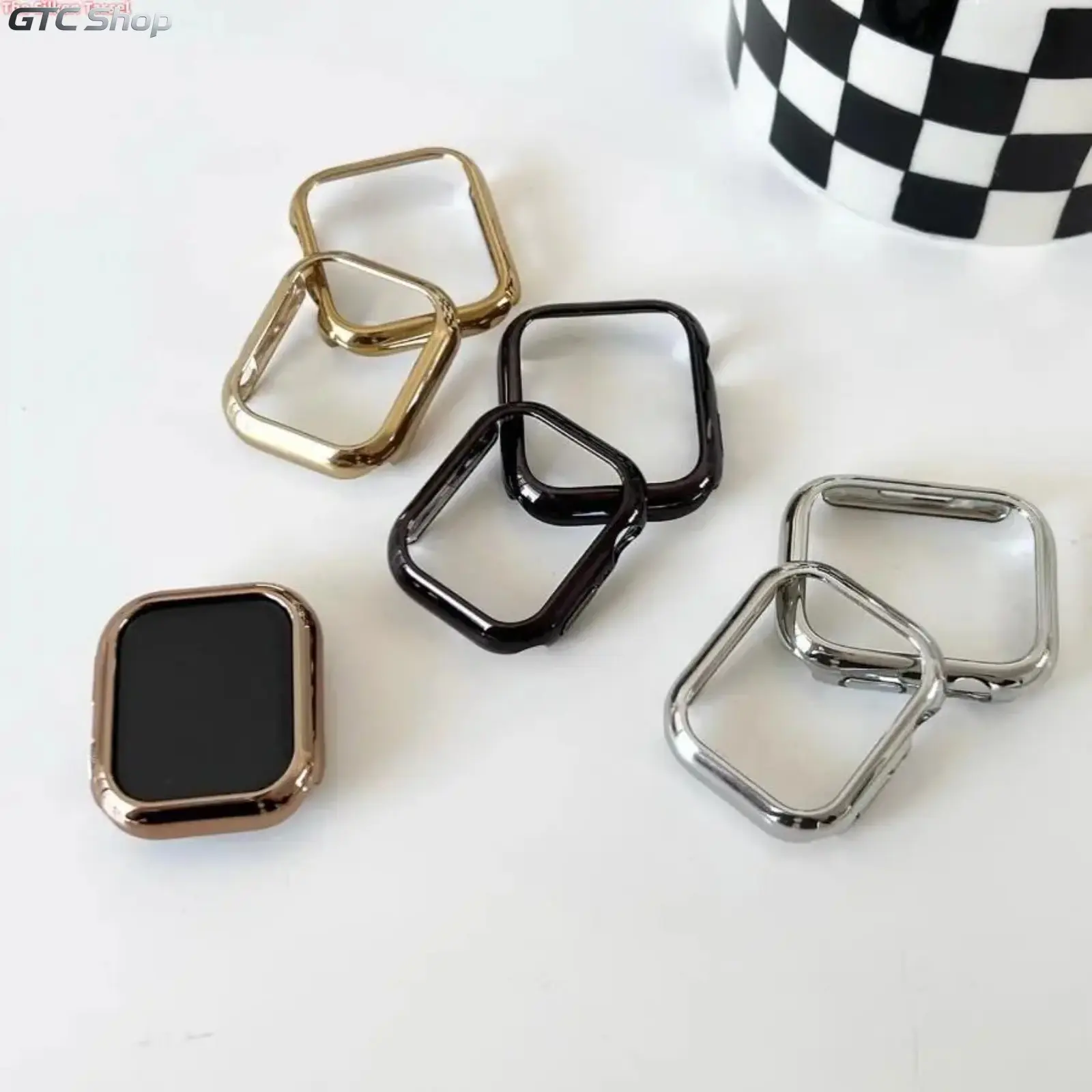 2/4PCS Electroplated Hard PC Bumper Case, Shockproof Half Wrap Protective Cover for Apple Watch, Slim Anti-Scratch Shell (No Watch) Smartwatch Accessories Protection