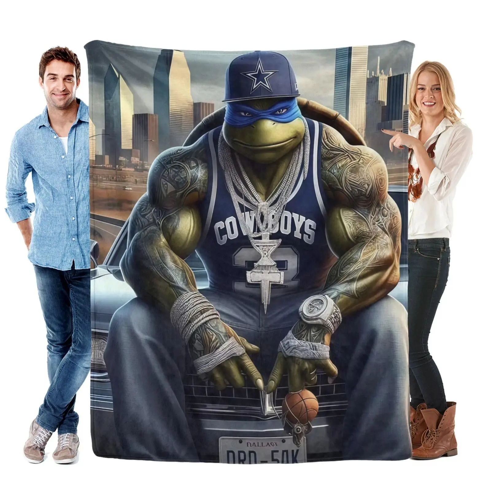 Ninja Turtle Themed Flannel Blanket Cool Tattoo Streetwear Character Print Super Soft Warm Cozy Lightweight Kids Blanket Adult Blanket Throw For Bedroom Sofa Office College Dorm Back To School Gift Home Decor