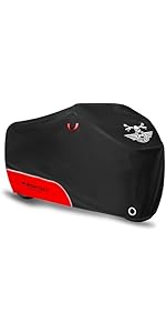 THE WELL KEPT Waterproof Motorcycle Cover for Outdoor Storage with Lock-Holes, Zipper Storage Bag and Night Reflective Design, All Season Protection, Fits up to 96.5" Motorcycles THE WELL KEPT Waterproof Motorcycle Cover for Outdoor Storage with Lock-Holes, Zipper Storage Bag and Night Reflective Design, All Season Protection, Fits up to 96.5" Motorcycles