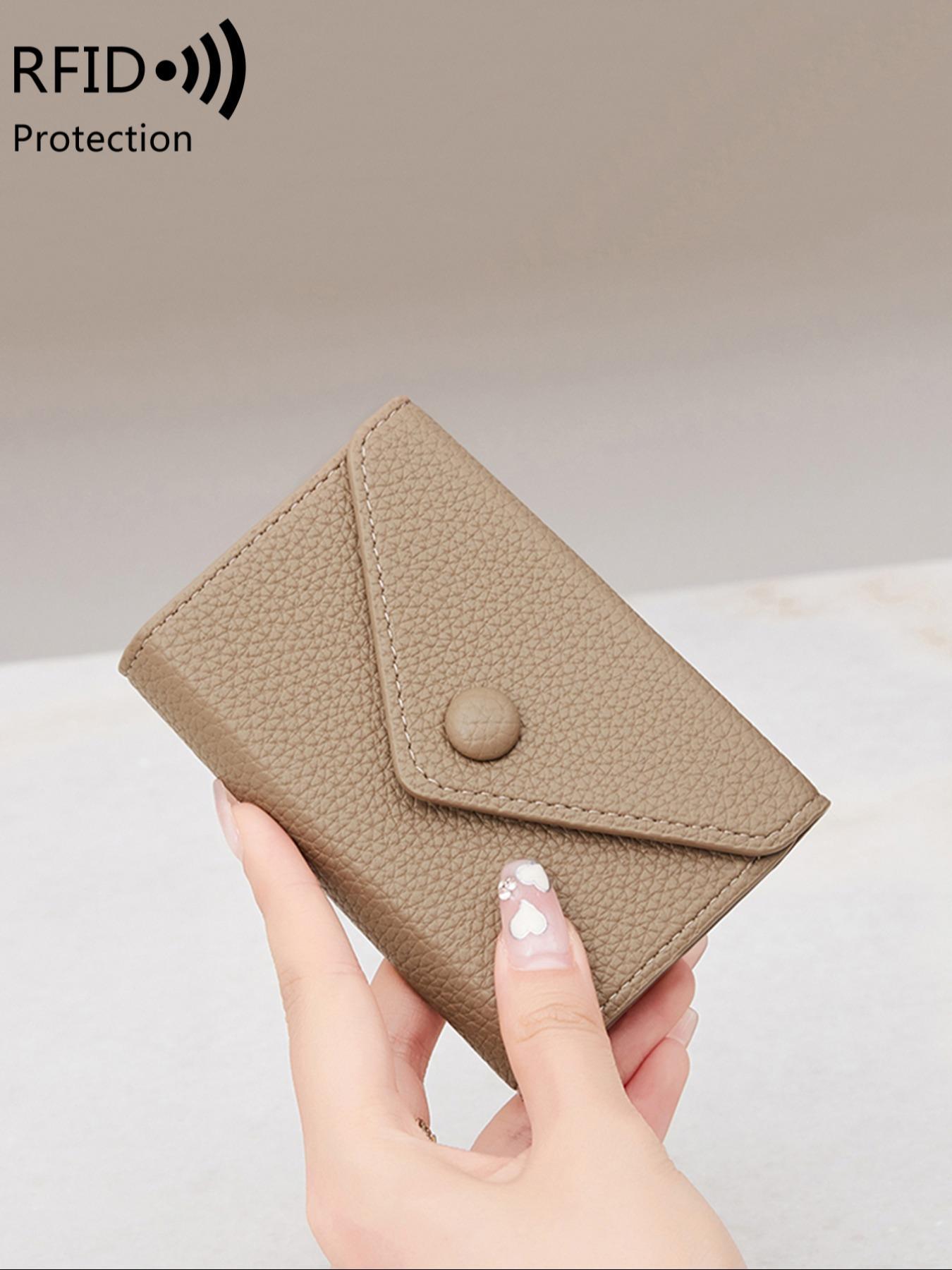 Simple Plain Color Card Holder, Casual Versatile Mini RFID Blocking Credit Card Holder for Men and Women, Lightweight Portable Minimalist PU Leather Solid Color Coin Small Wallet Card Holder