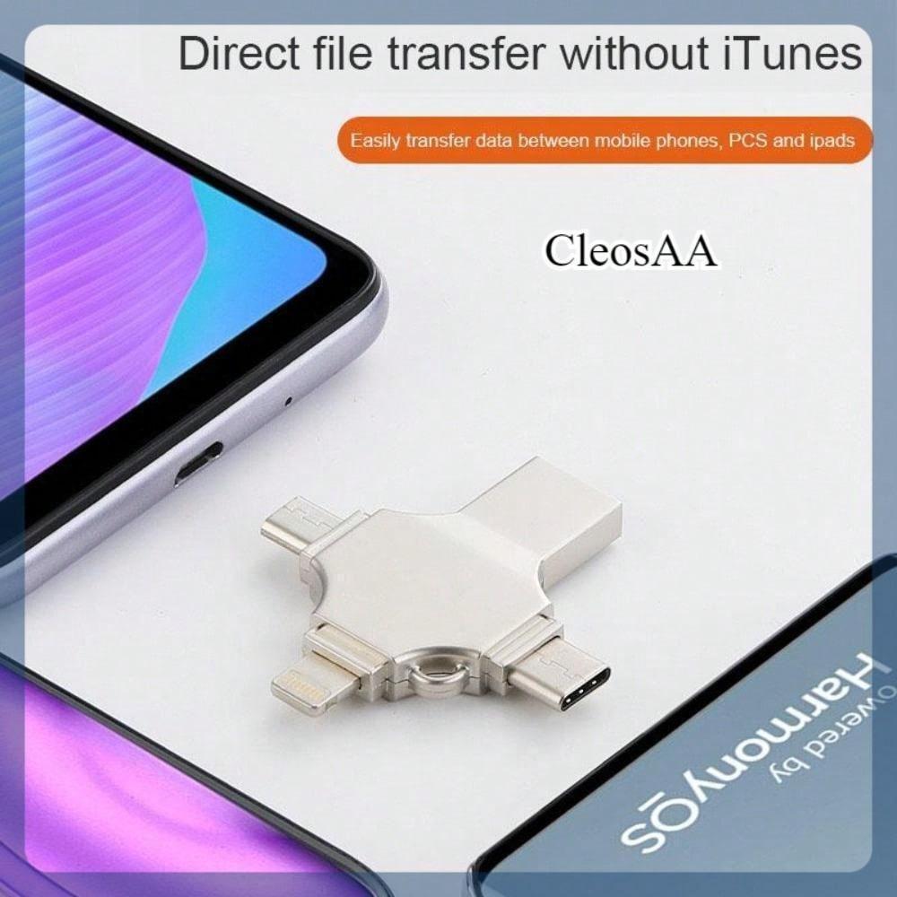 CleosAA 4 in 1 Multi-Function 2TB USB 3.0 U Disk for iPad Android Phones PC High Speed External Storage Thumb Drive Best Gifts for Men