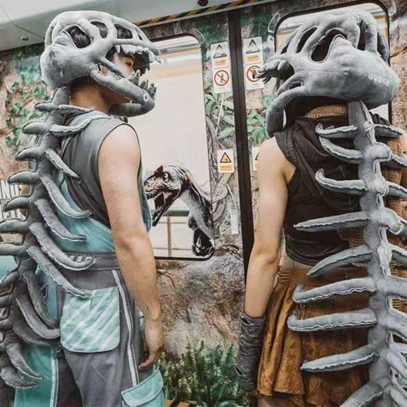 New dinosaur skeleton funny hood hat children's plush toys boys doll funny skeleton cross-border