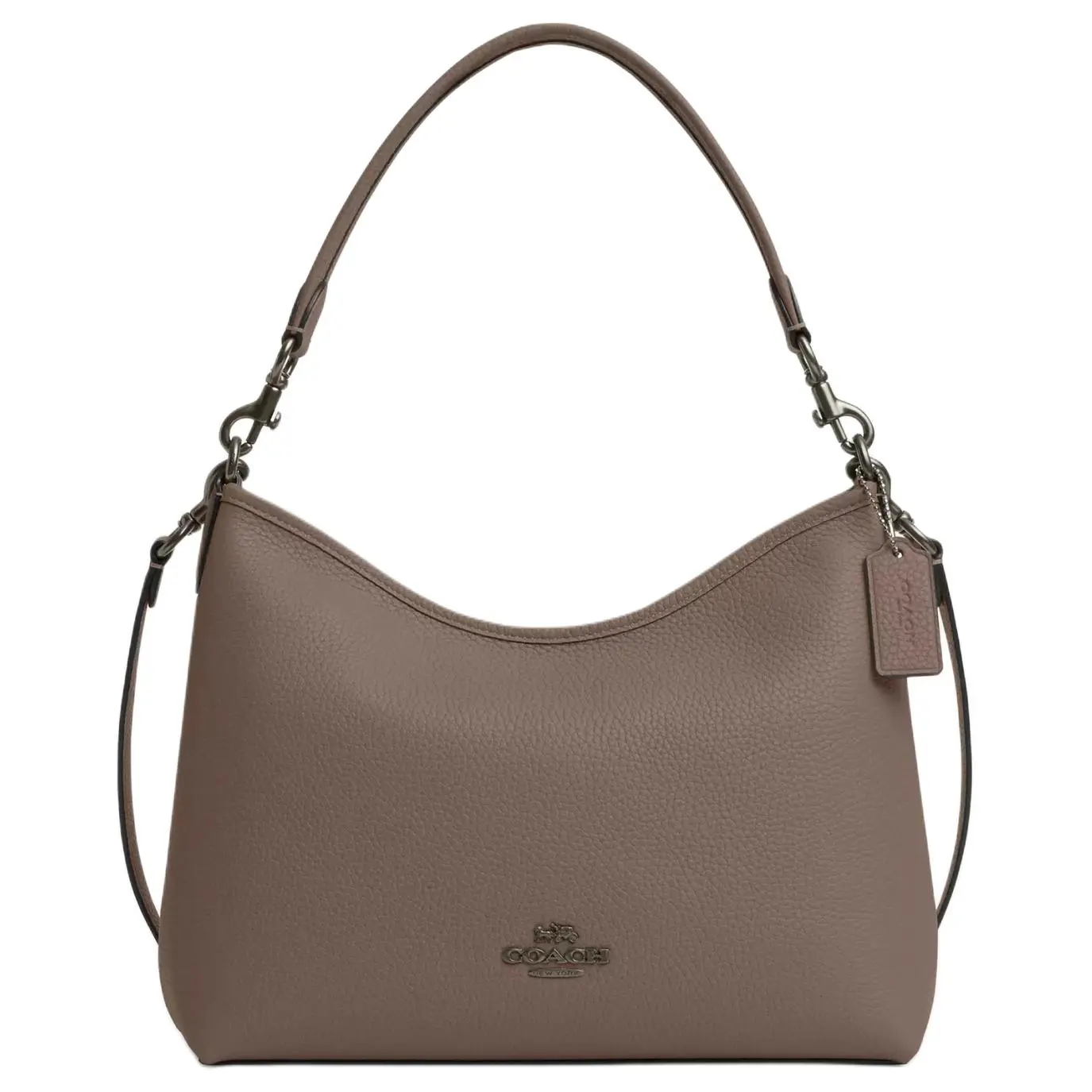 COACH Laurel 31 Logo Zip Top Handle Crossbody Shoulder Bag for Women, Pebbled Leather, Large, Slate