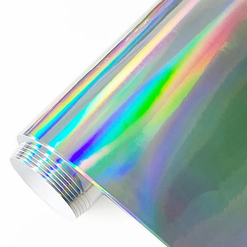 PET Rainbow Laser Silver Chrome Holographic Vinyl Wrap Film Foil For Wrapping Sticker Chameleon Vehicle Truck Car Decal