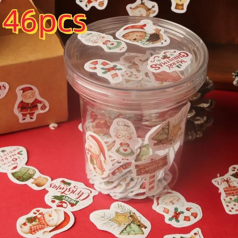 46 Christmas Stickers for Holiday Gifts, Mini Elegant Designs, Perfect for Albums, Diaries, Cups, Laptops, Phones, Scrapbooks