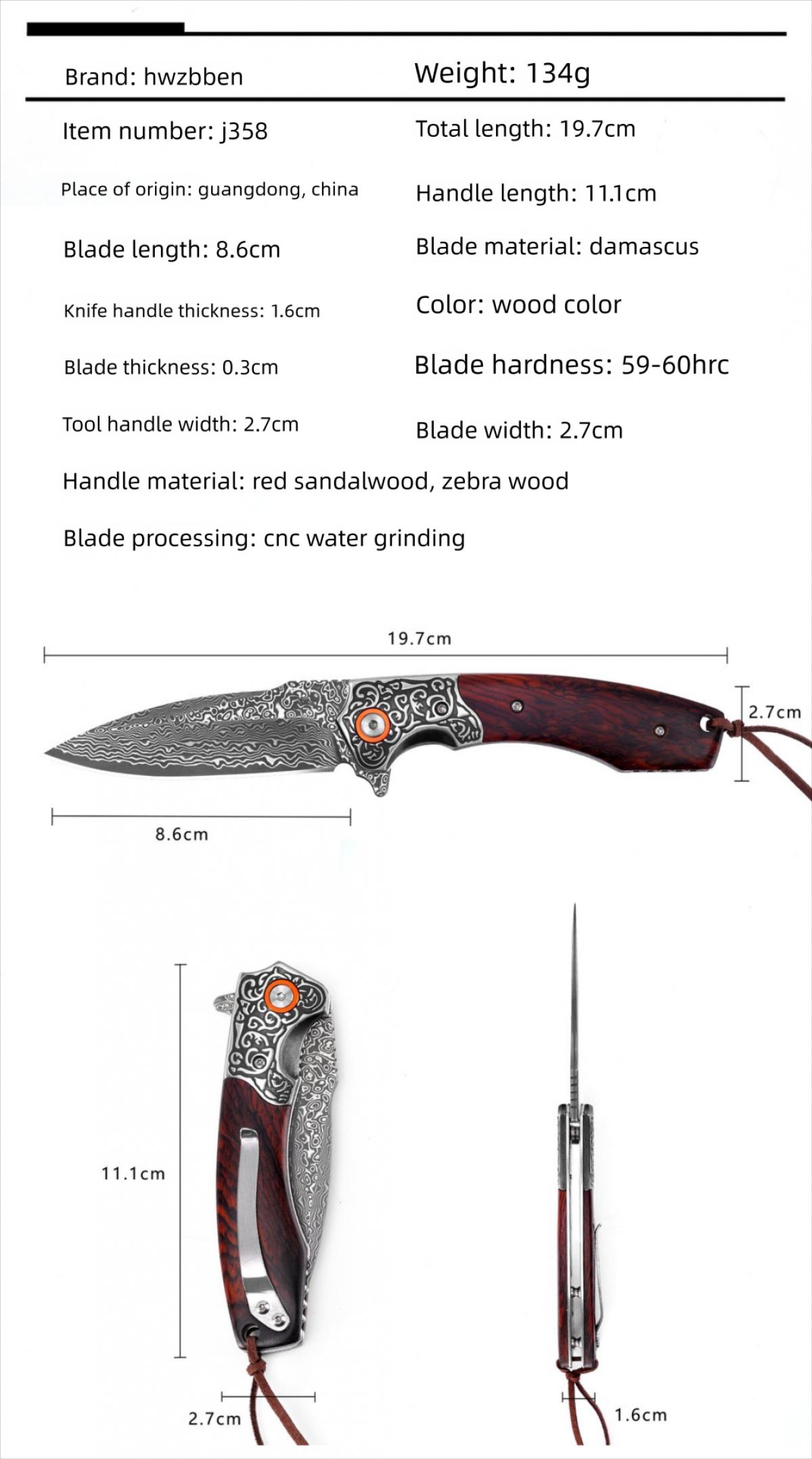 2026 New Outdoor Folding EDC Knife High Carbon Steel Blade Wood Handle Compact Knife For Camping Hiking Adventure