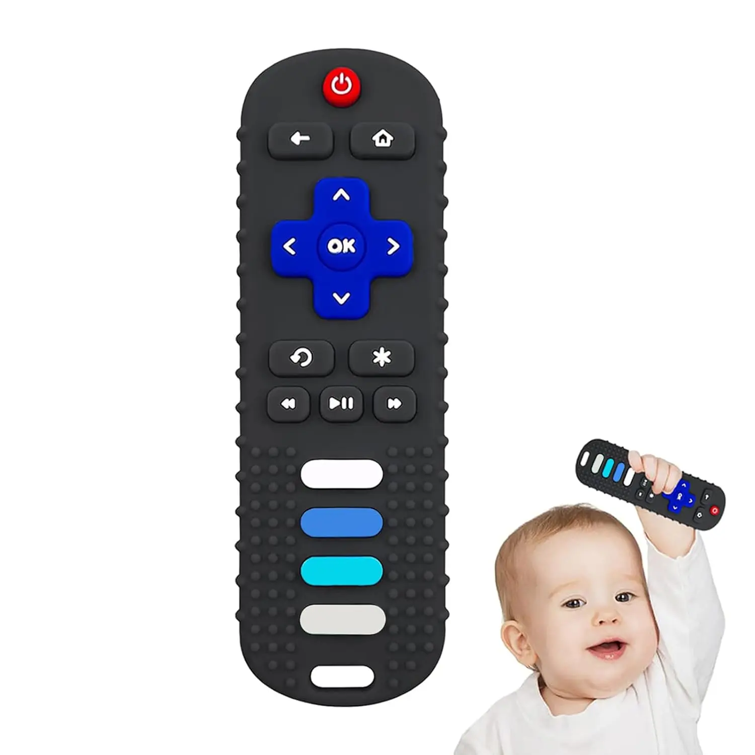 Baby Silicone Teething Toys, Toy Remote  Babies 3-18 Months, Kids Remote Teething Toy, TV Remote Shaped Teethers BPA Free/Refrigerator Safe New model