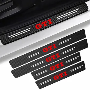 4pc Car Logo Door Carbon Fiber Threshold Protection Stickers for VW Volkswagen GTI Golf 3 4 5 6 7 8 MK3 MK4 MK5 MK7 MK8