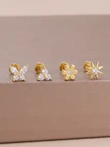 Stainless Steel Zirconia Cube Stud Earring Set, Casual Tragus Earrings, 20g Ear Cartilage Piercing Jewelry, 6mm, Birthday & Valentine's Day Gift