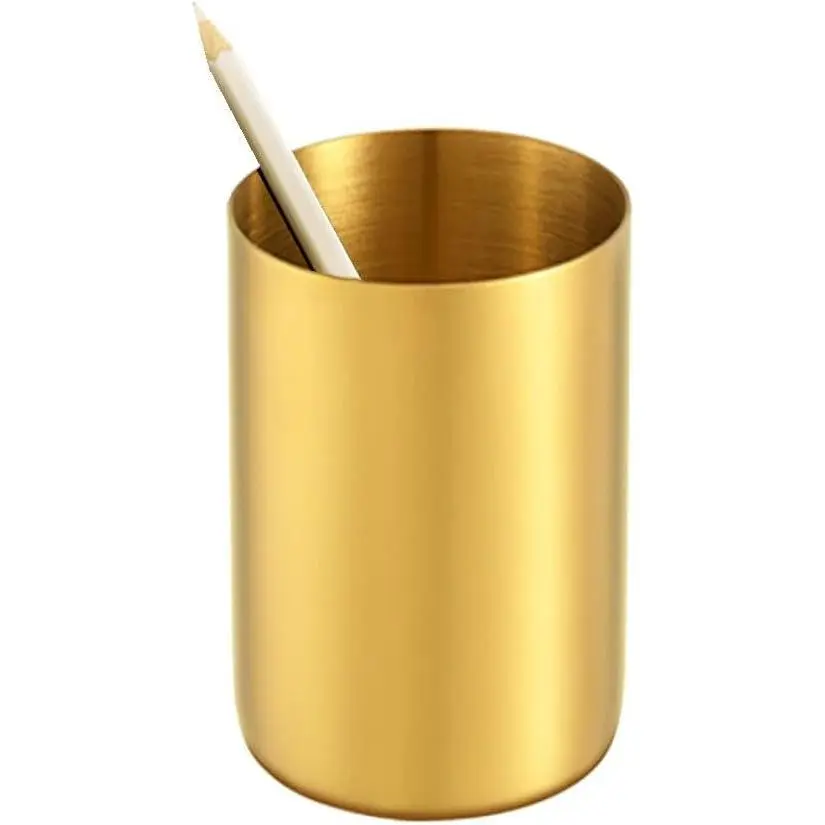 Pen Holder for Desk, 3.9 Inch Stainless Steel  Pencil Holder & Pencil Cup, Pen Cup and Makeup Brush Organizer for Office Desk, ,  Decor