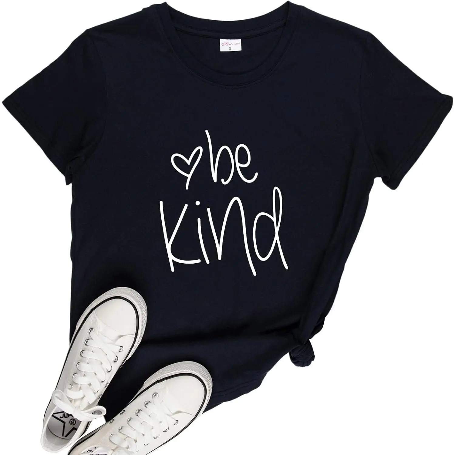 Be Kind Heart Graphic T-Shirt| Handwritten Lettering Casual Women's Tee