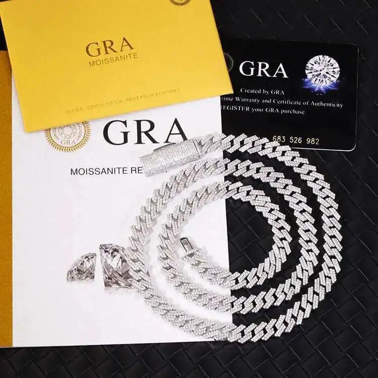 Iced Out 4rows 16mm Vvs Moissanite Miami Cuban Link Chain Pass Diamond Tester Gra Hip Hop 925 Sterling Silver Bracelet