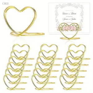 18PCS Golden Creative Double Layer Heart Shaped Desktop Card Holder, Vertical Tabletop Photo Note Clip, Decorative Name Place Holder for Wedding Party Banquet Event Table Decor,brooklyn,charm,jump,ring,