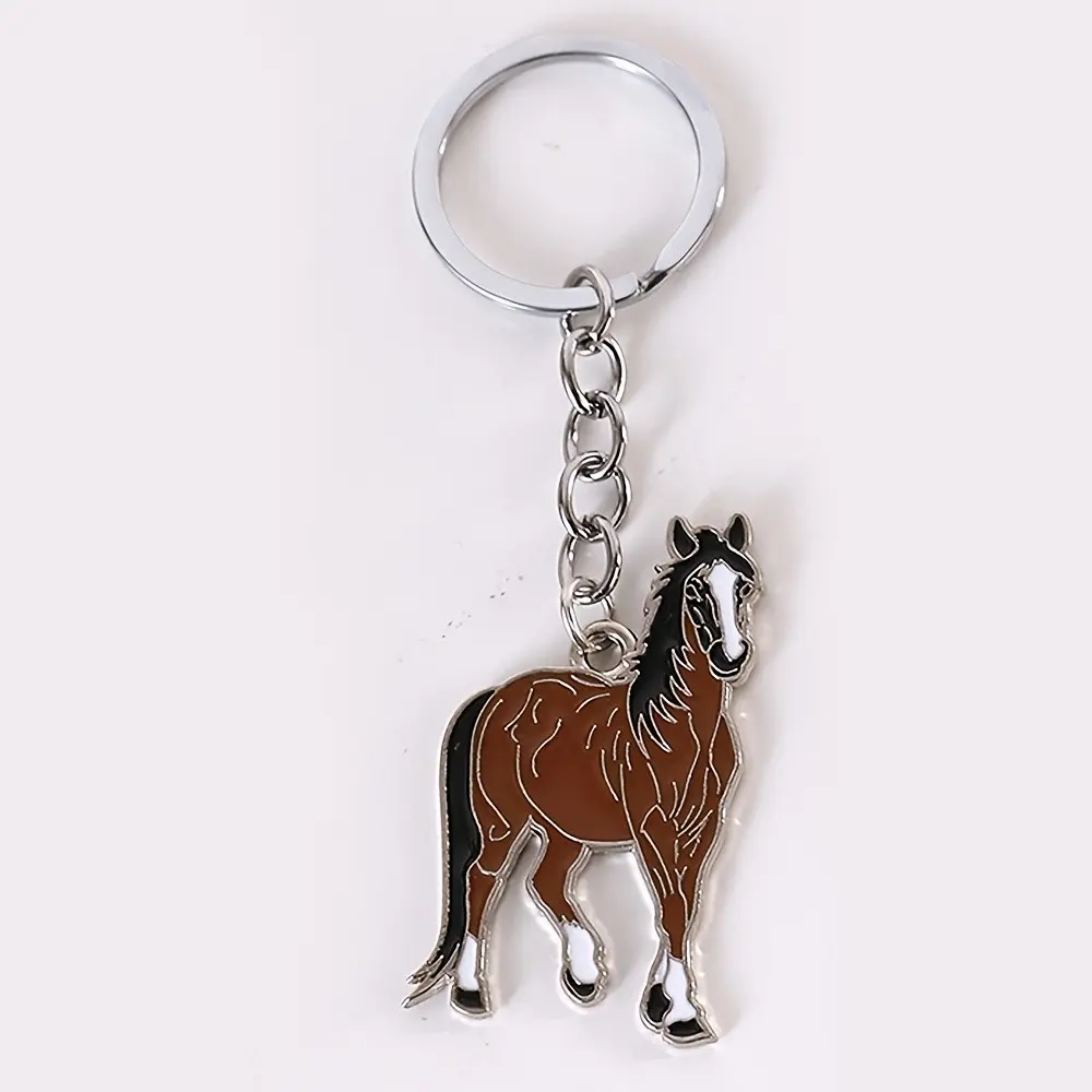 1/20pcs Horse-Shaped Enamel Finish Keychain Charm with Horse - Equestrian Accessory Suitable for Horse Lovers, Daily Use & Gifts, Gift Ready