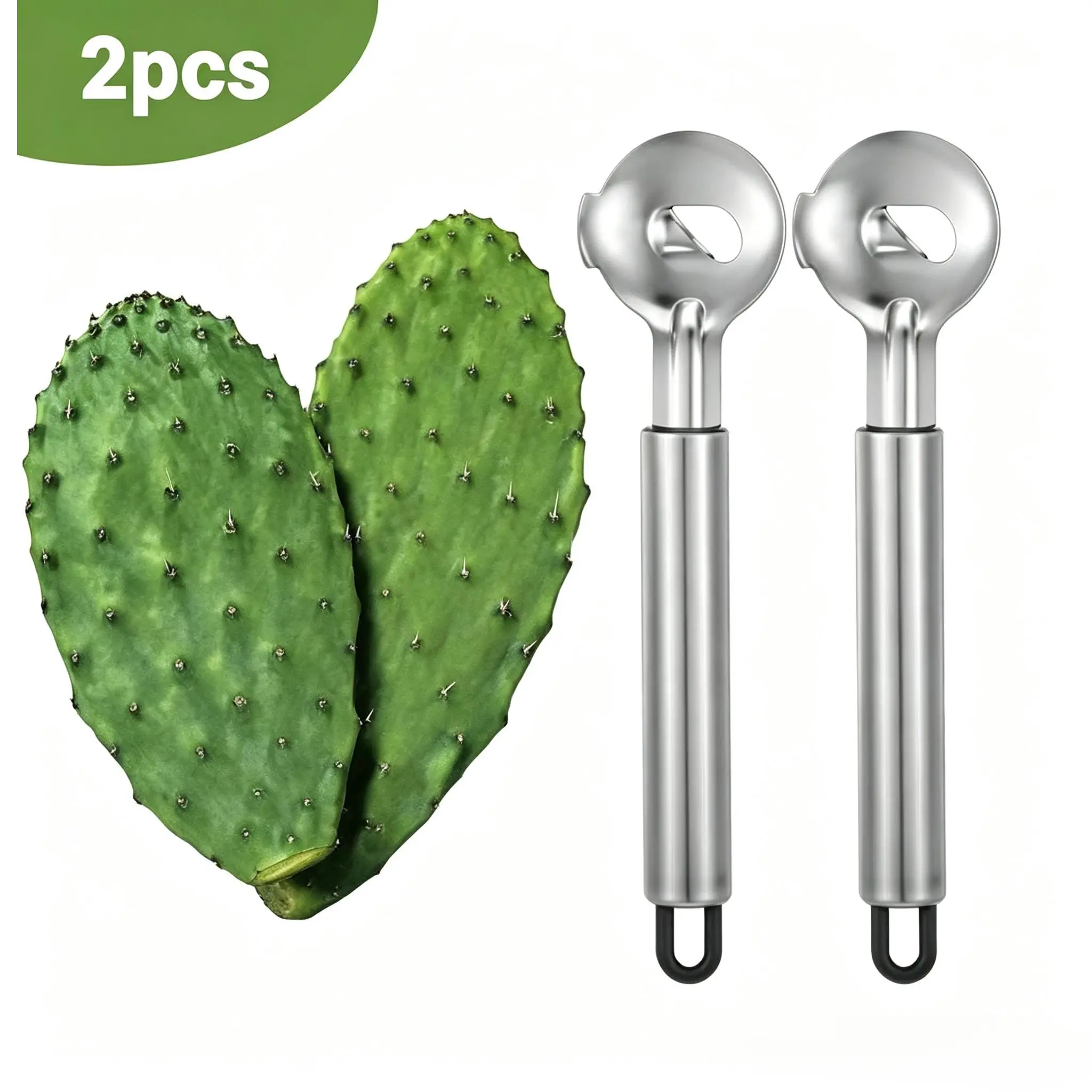 2 PCS Stainless Steel Cactus Peeler Spoon Set - Paring Knives with Sharp Blade, Chinese Noodle & Parsley Chopping Vegetable Cutter, Multi-Functional Home Kitchen Gadgets for Cooking Supplies