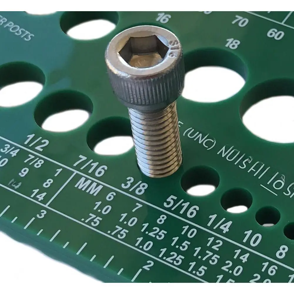 Nut,  & Screw Gauge (Standard & Metric) (Coarse & Fine) Diameter, Length & Thread Pitch (Green)