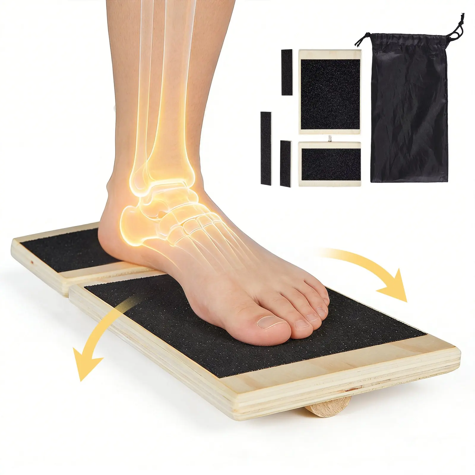 VEVOR Balance Board, Wobble Board Trainer for Adults Foot & Ankle Strengthening, Non-Slip Wood Premium Wooden Balance Training Equipment, Compact with Storage Bag, Ideal for Physical Therapy Exercise