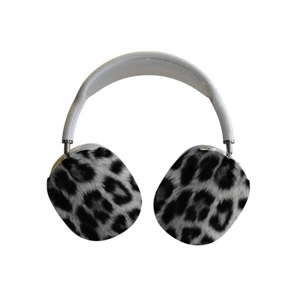 Black & Grey Leopard Print Hard Shell Case for AirPods Max/2nd Gen Bluetooth Headphones, Anti-Scratch, Anti-Drop, Durable, Easy to Install & Remove, Portable for Travel & Sports, Ideal Christmas Gift, Headphones Bluetooth