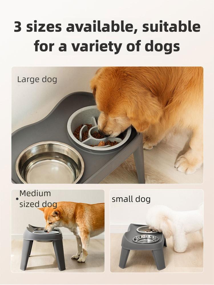 Pet bowl, large dog classic folding tall double bowl medium and large dog bowl, Golden Retriever large dog feeding bowl, food bowl