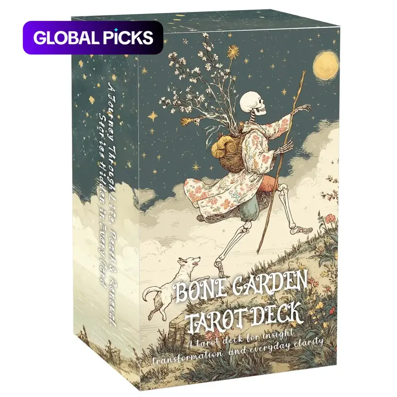 Bone Garden Tarot Deck, 78 Tarot Cards (13 x 8 cm) with Vintage Botanical Beauty, Quiet Storytelling Themes, Includes Paper Manual, Tarot Card Game Set, Card Games For Teens, Vintage Style #GLOBAL PICKS