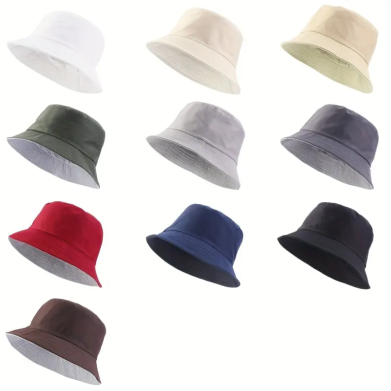 Unisex Foldable Wide Brim Bucket Hat for Adults - Lightweight, Breathable, Minimalist Design - Ideal for Outdoor Fishing, Hiking - 12 Solid Colors Including Black, Blue, Coffee - Beach Hat for Summer, Polyester, Outdoor Wear, Other, One Size