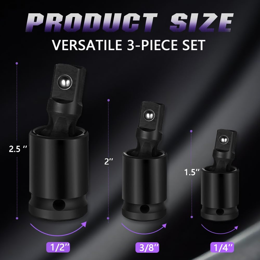 Universal Joint-Socket, Impact Swivel Socket Set, 3-, 1/4-Inch, 3/8-Inch, 1/2-Inch Drive Set....