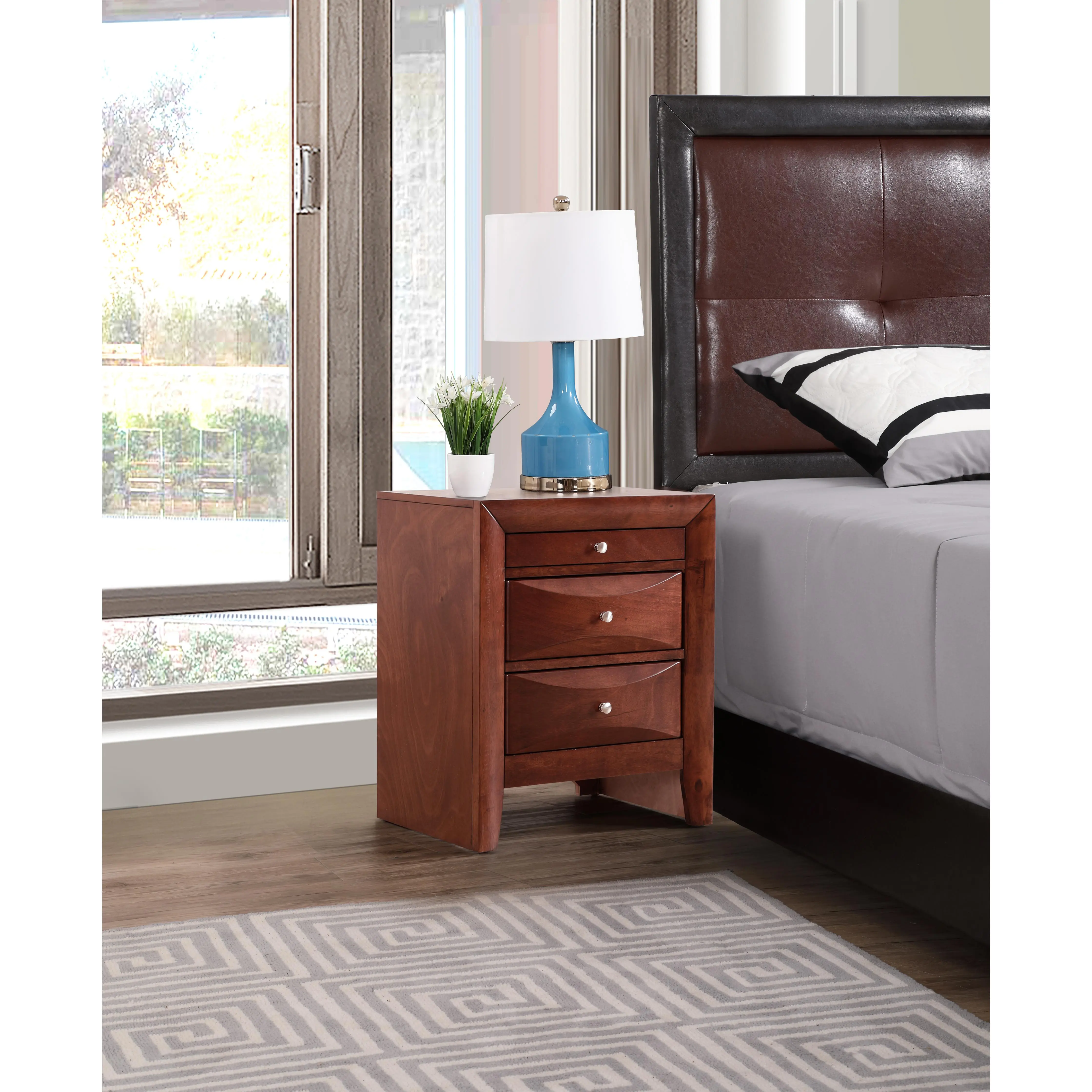 ARCH Sleek Cherry Nightstand with Storage Bedside Table for Bedroom, Modern Wood Night Stand with Drawer, Compact End Table for Small Spaces, Living Room, Guest Room, Sturdy Nightstand Furniture, 1-Pack, Bedroom Bedside Table for Bedroom