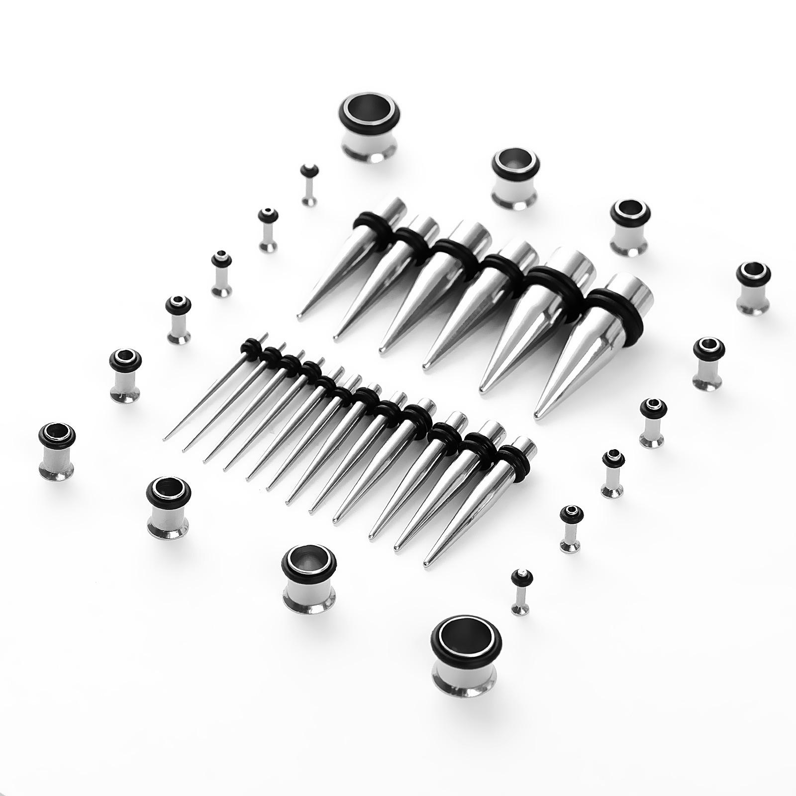316L Stainless Steel Ear Stretching Kit, 14G-00G Ear Gauges Tapers Set with Ear Tunnels O-Rings, Hypoallergenic Ear Stretching Jewelry for Women Men