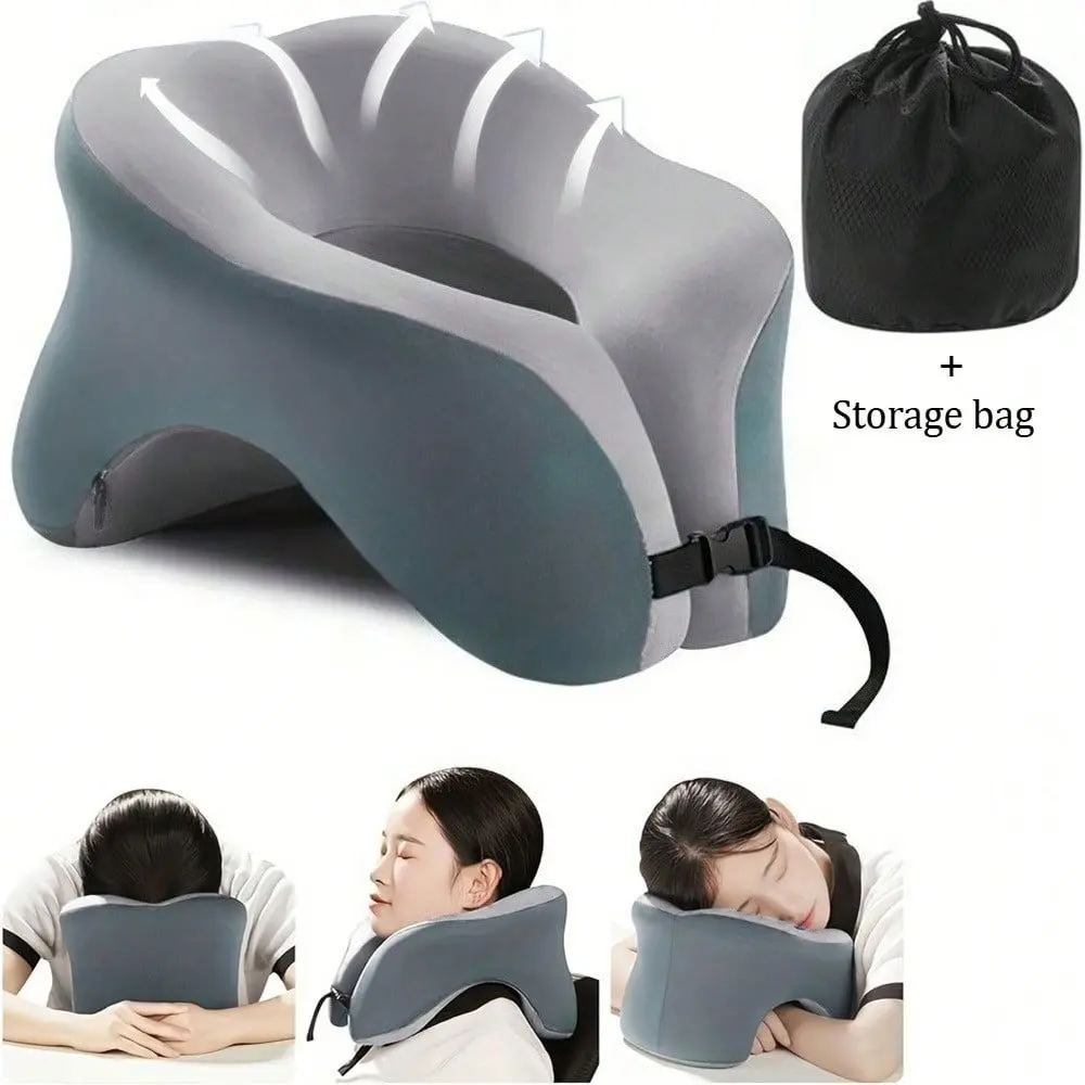 Soft Down Pillow Portable Face Rest Cushion for Desk Napping Travel use Ergonomic Hollow Center Design Supports Cheek Forehead Without Skin Washable Detachable Cover Lightweight Compact Size Ideal for Office Outdoor Comfortable Daily Rest Accessory