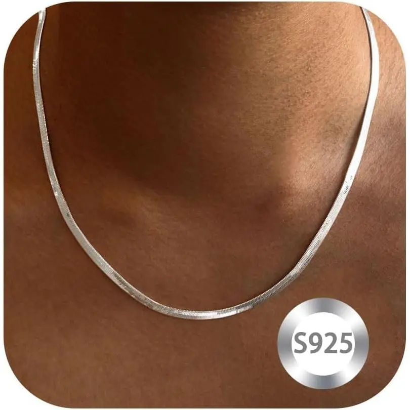 Elegant 925 Sterling Silver Chain Necklace for Women, 16-24 In Adjustable Silver Jewelry Gift