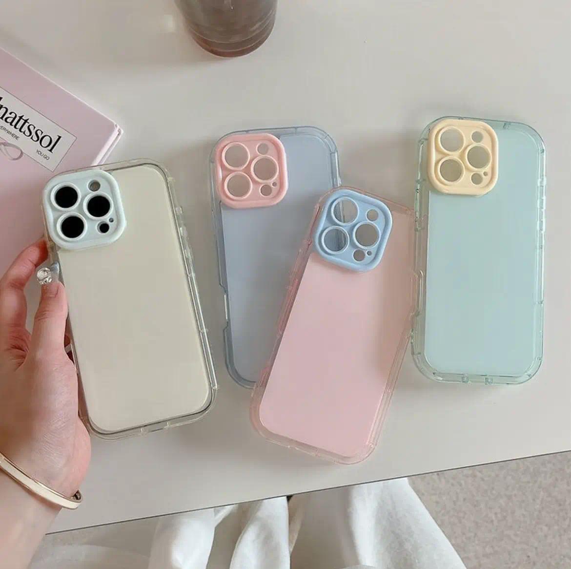 Luxury Contrast Candy Color Soft Silicone Phone Case for iPhone 16/15/14/13/12 Pro Max/Plus, Airbag Shockproof Camera Protection Durable Cover