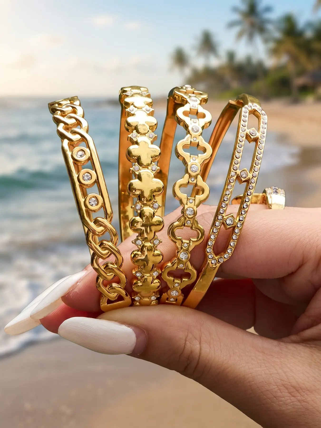 Fashion Bracelet for Women, Stainless Steel Rhinestone Stackable Jewelry, Daily Wear Accessory, Unique Style Handband