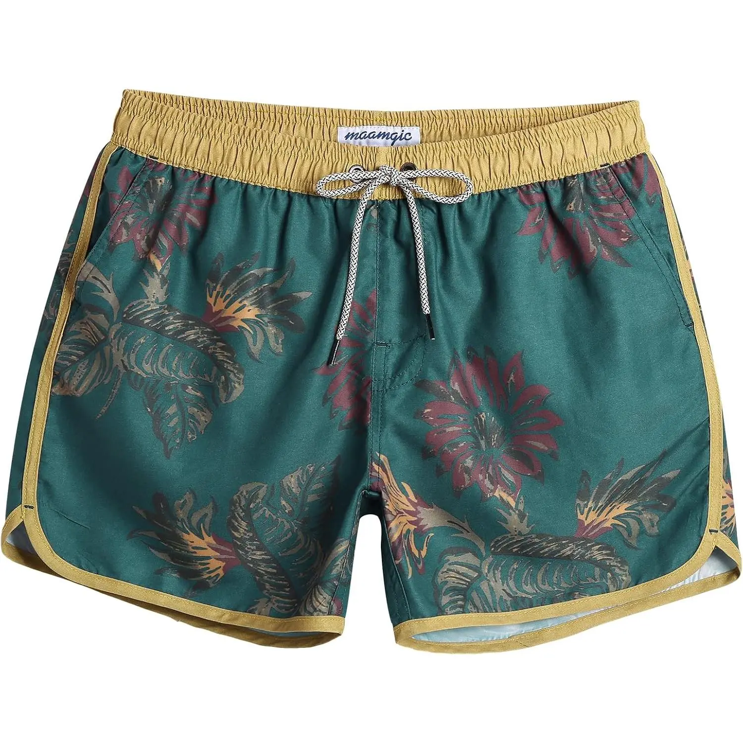 Mens Boys Short 80s 90s Vintage Swim Trunks with Mesh Lining Quick Dry Swim Suits Board Shorts