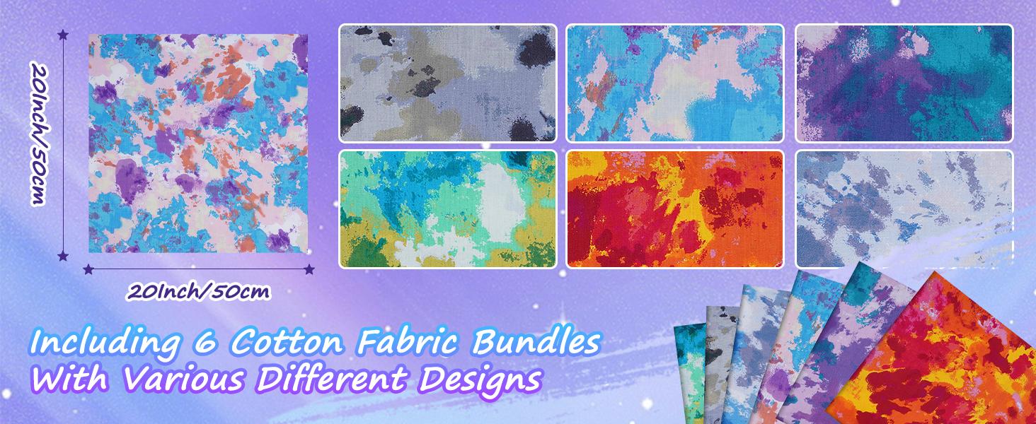 20’’ x 20’’ Cotton Fat Quarters Bundles 6 Options, Fat Quarter Squares for Quilting Sewing Crafting, Patchwork,, 6 Pack(Tie Dye) 20’’ x 20’’ Cotton Fat Quarters Bundles 6 Options, Fat Quarter Squares for Quilting Sewing Crafting, Patchwork,, 6 Pack(Tie Dye)