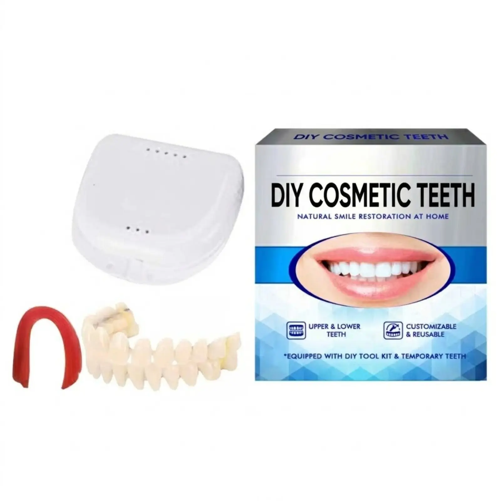 Complete Upper And Lower Temporary Cosmetic Teeth Set for Aesthetic Perfecting - Perfect for Dates, Interviews And Parties