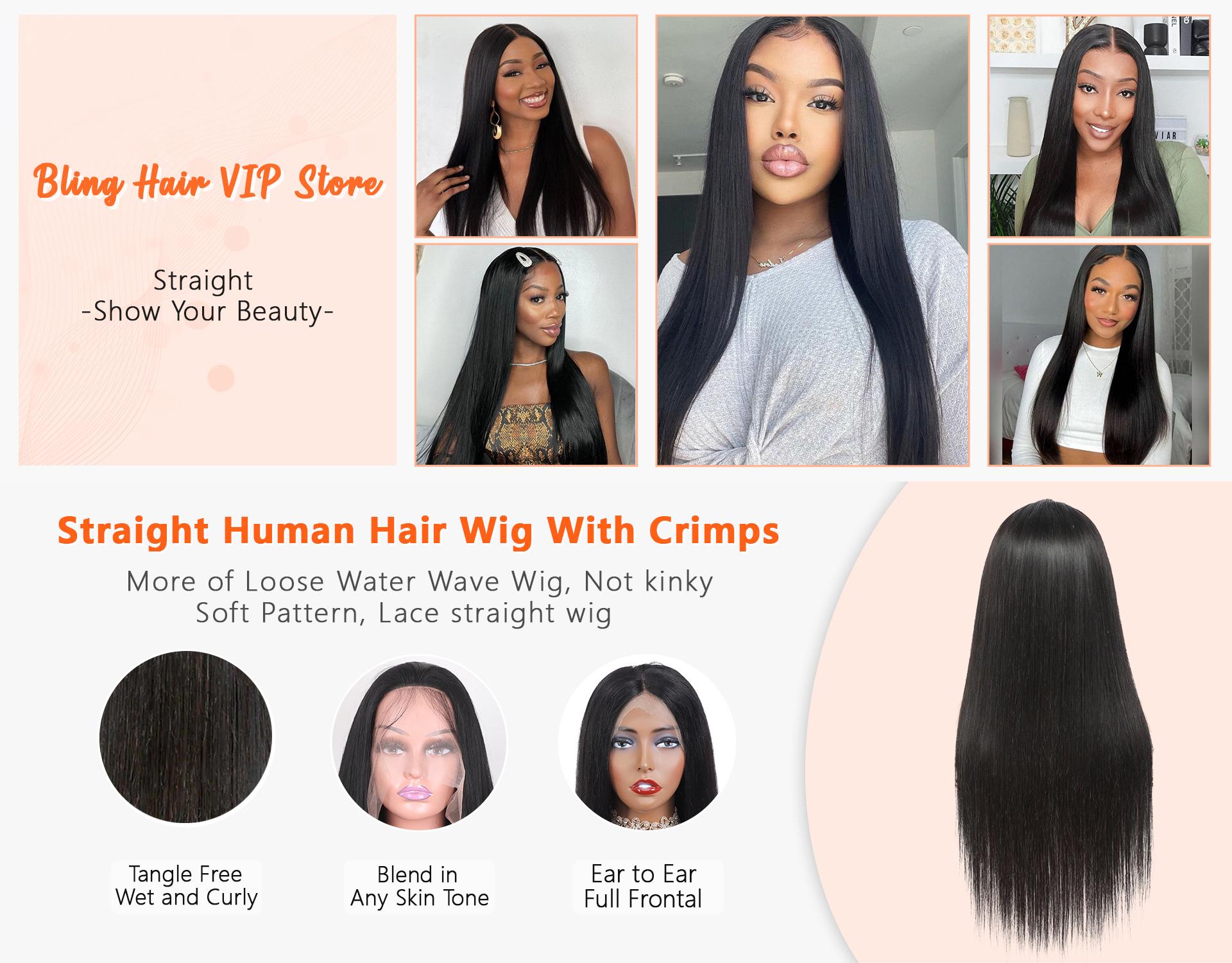 Bling Hair VIP 36 34 Inch 13X4 13X6 Straight HD Transparent Lace Front Wig Human Hair 360 Full Frontal Wigs for Women Brazilian Real Human Hair PrePlucked Natural Black Remy Hair 180% Density 4x4 Closure Wig #TikTokShopHolidayHaul