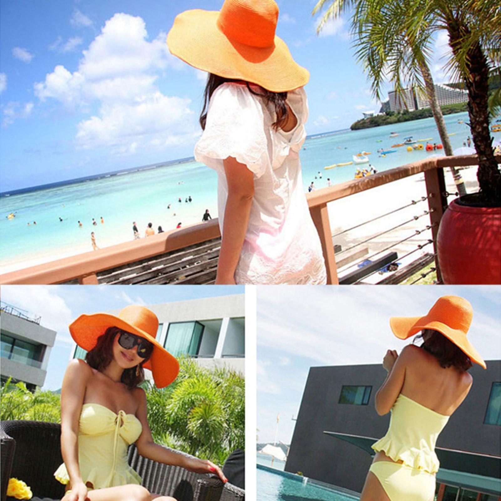 Women's Sun Visor Hat Wide Rimmed Summer Foldable Roll Up Beach Hat Solid Colour Casual Outdoor Sun Protection Large Hat