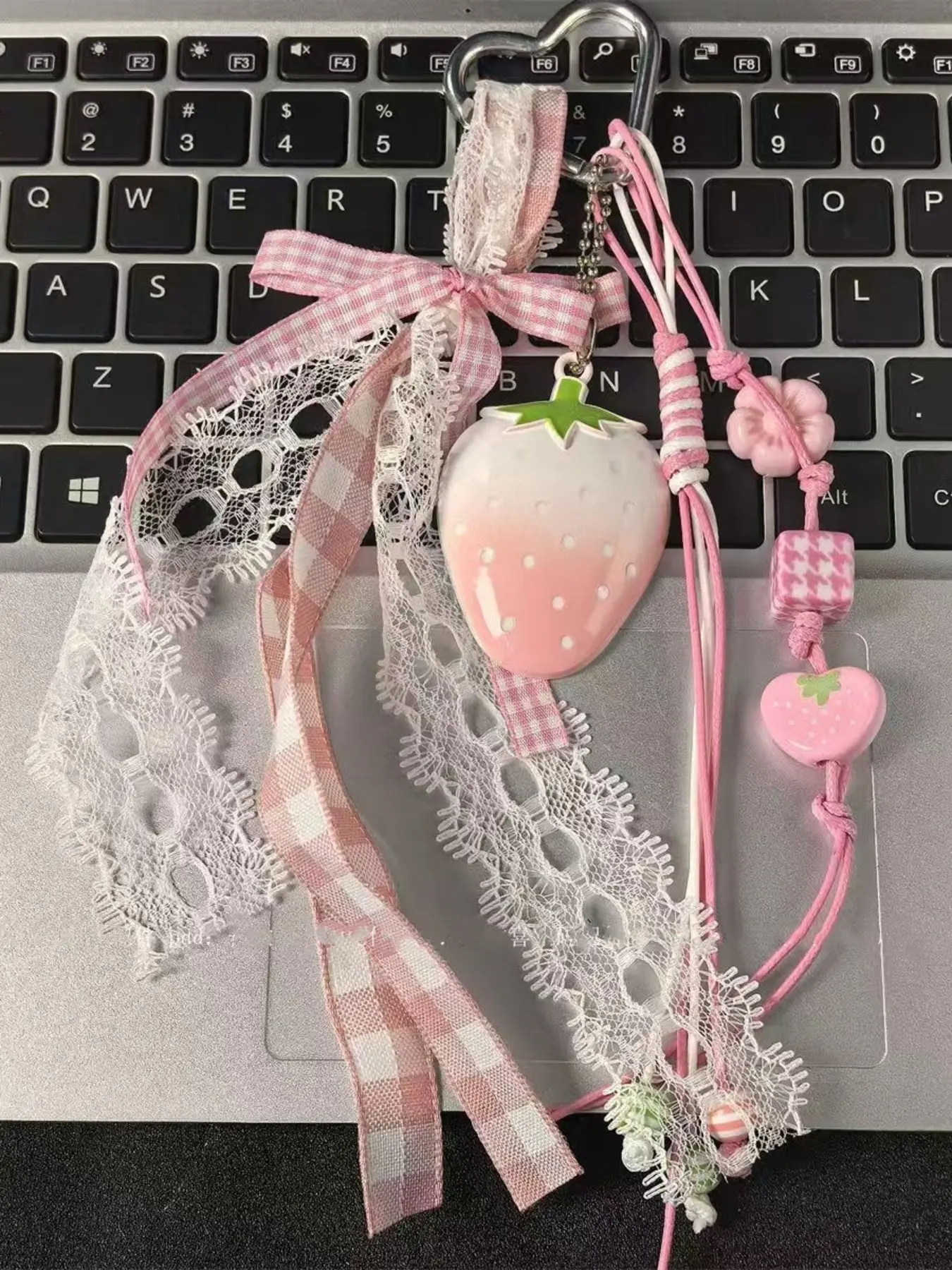 Girls' Strawberry Bag Charm Strap, Retro Sweet & Spicy Style, Keychain for Backpacks and Cars, Universal Accessory, 1 Piece