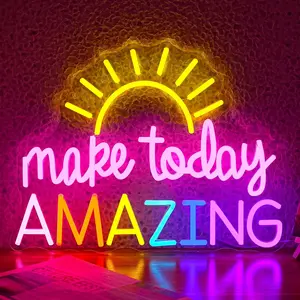 Neon Light Inspirational Sign, Make Today Amazing, LED Neon Decoration, USB Powered Wall Mount, Ideal for Bedroom, Living Room, Party, Wedding Gift