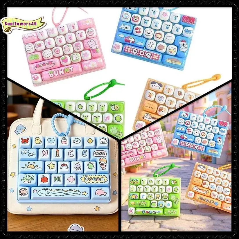 Lightweight 26 Keys Keyboard Shaped Fidget Keychain Portable Stress Relief Toy for Backpack Pendant Party Favors