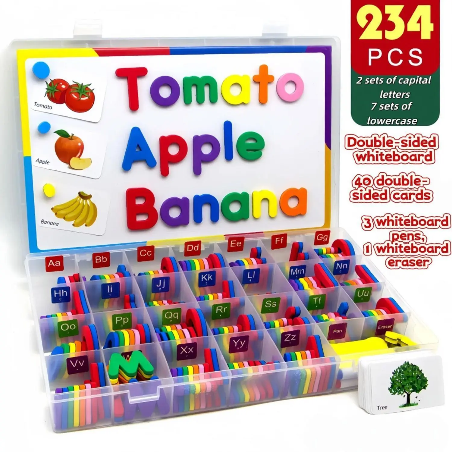 Complete Early Learning Kit for Kids, Includes Magnetic Letters, Whiteboard, Markers, Cognitive Cards, Educational Gift for Toddlers