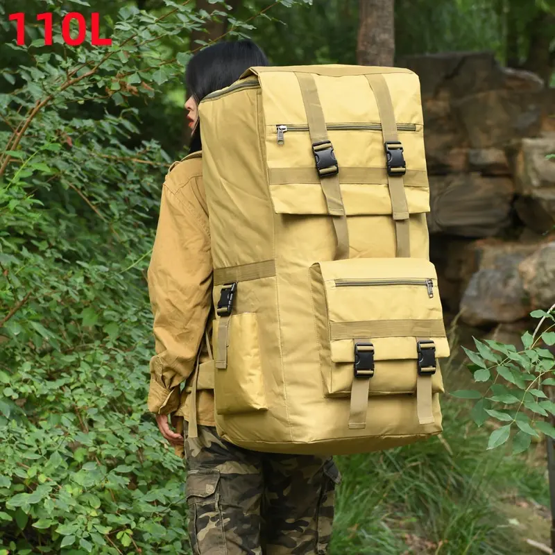 110L Large Capacity Oxford Cloth Hiking Bag, Multi Pocket Design, Strong Load-bearing Capacity, Suitable for Long-distance Travel, Hiking, and Trekking