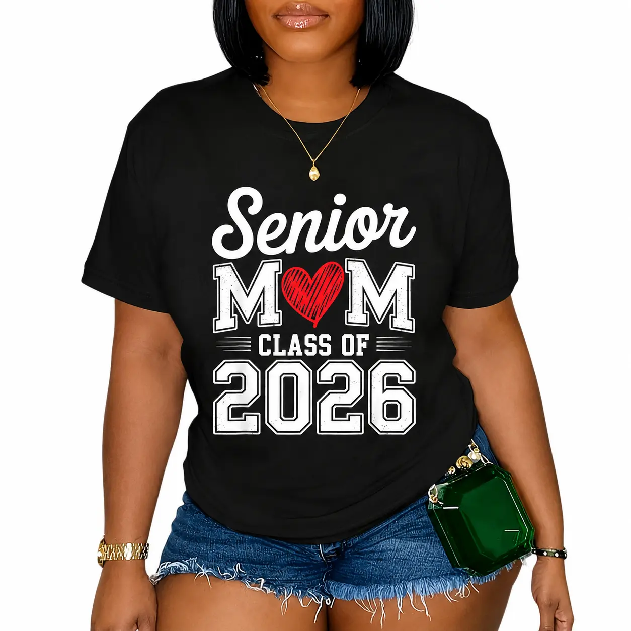 100% Cotton Senior Mom Class of 2026 Proud Parent Graduation Tee T-Shirt