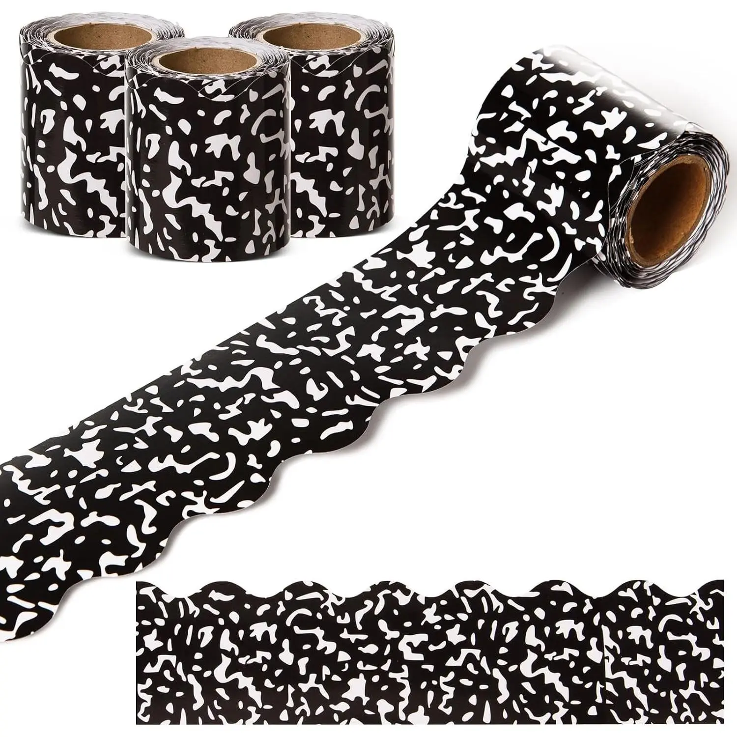 99 Feet Composition Bulletin Board Border Composition Scalloped Border Trim Black and White Classroom Decorations for DIY Crafts Back to School Theme Party Wall Door Window Decor,3 Rolls