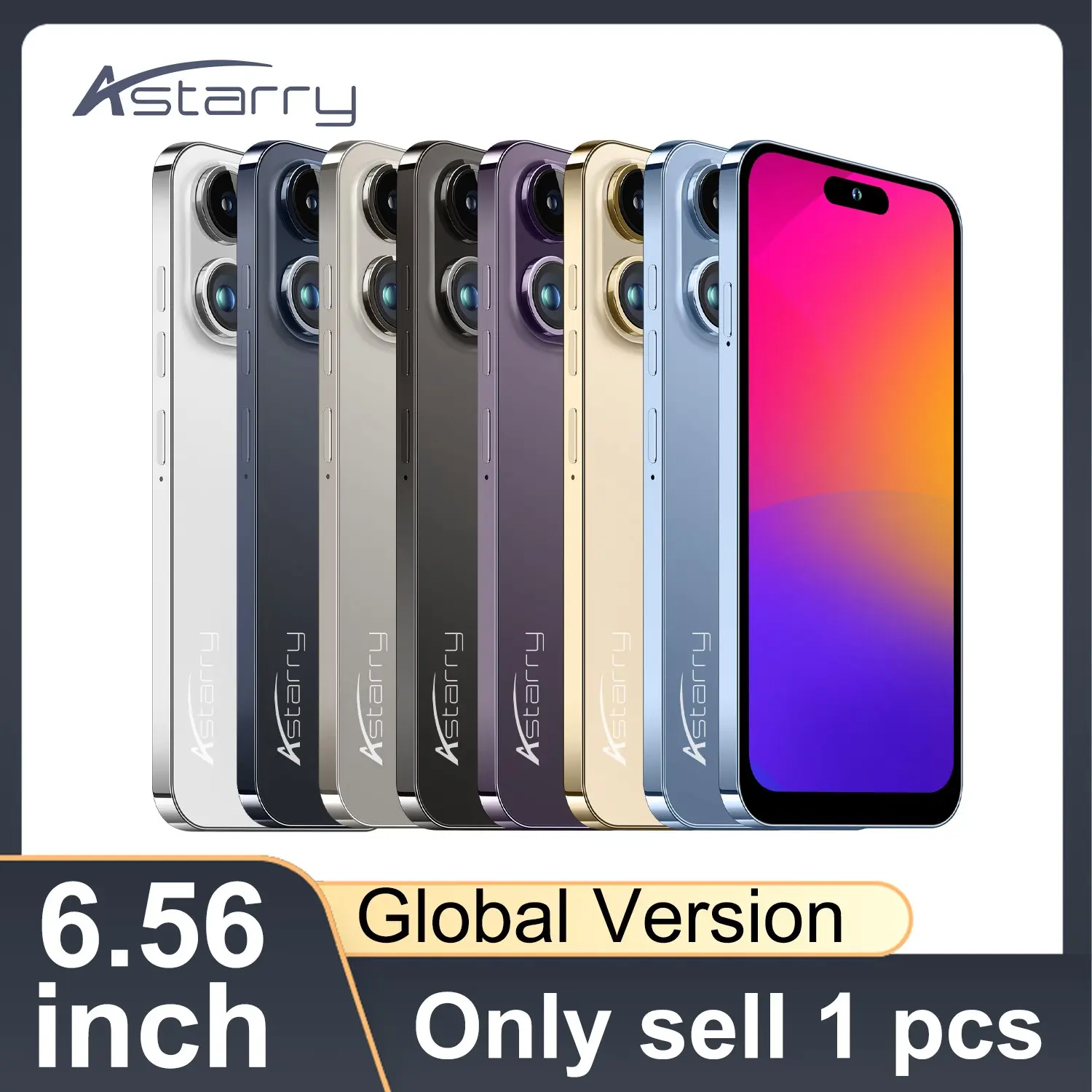 Astarry-16 Pro Max 4g Smart Phone, 3+64GB Memory, 6.56 Inch Screen, 4100mah Battery, Dual Cameras, High Efficiency, Android Os