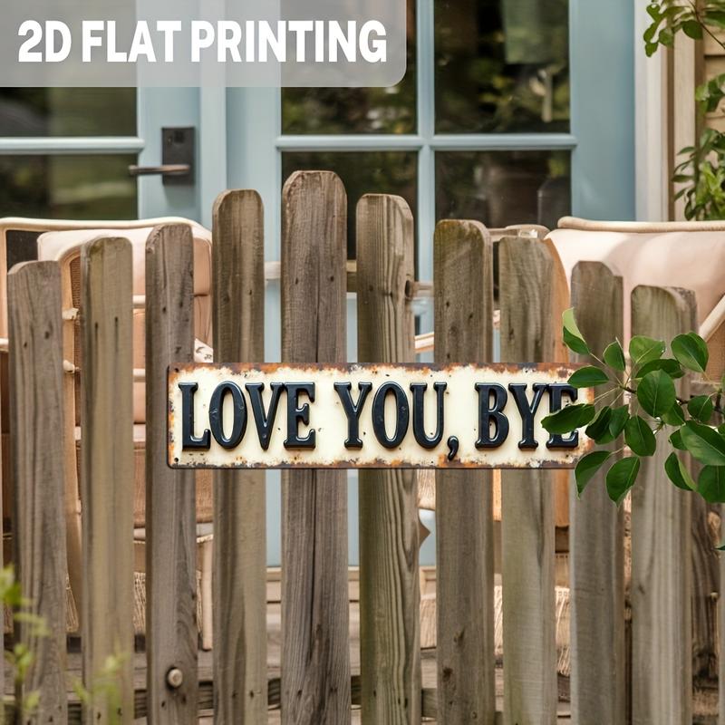 2D Flat, 1pc Rustic "Love You Bye" Farewell Theme Metal Wall Sign - Vintage Farmhouse Decor, 3.93x15.74 Inch, No Electricity Needed, Easy Wall-Mounted for Bedroom, Living Room, Office, Rustic Home Decor, Vintage Design, Weathered Finish, 2D Flat