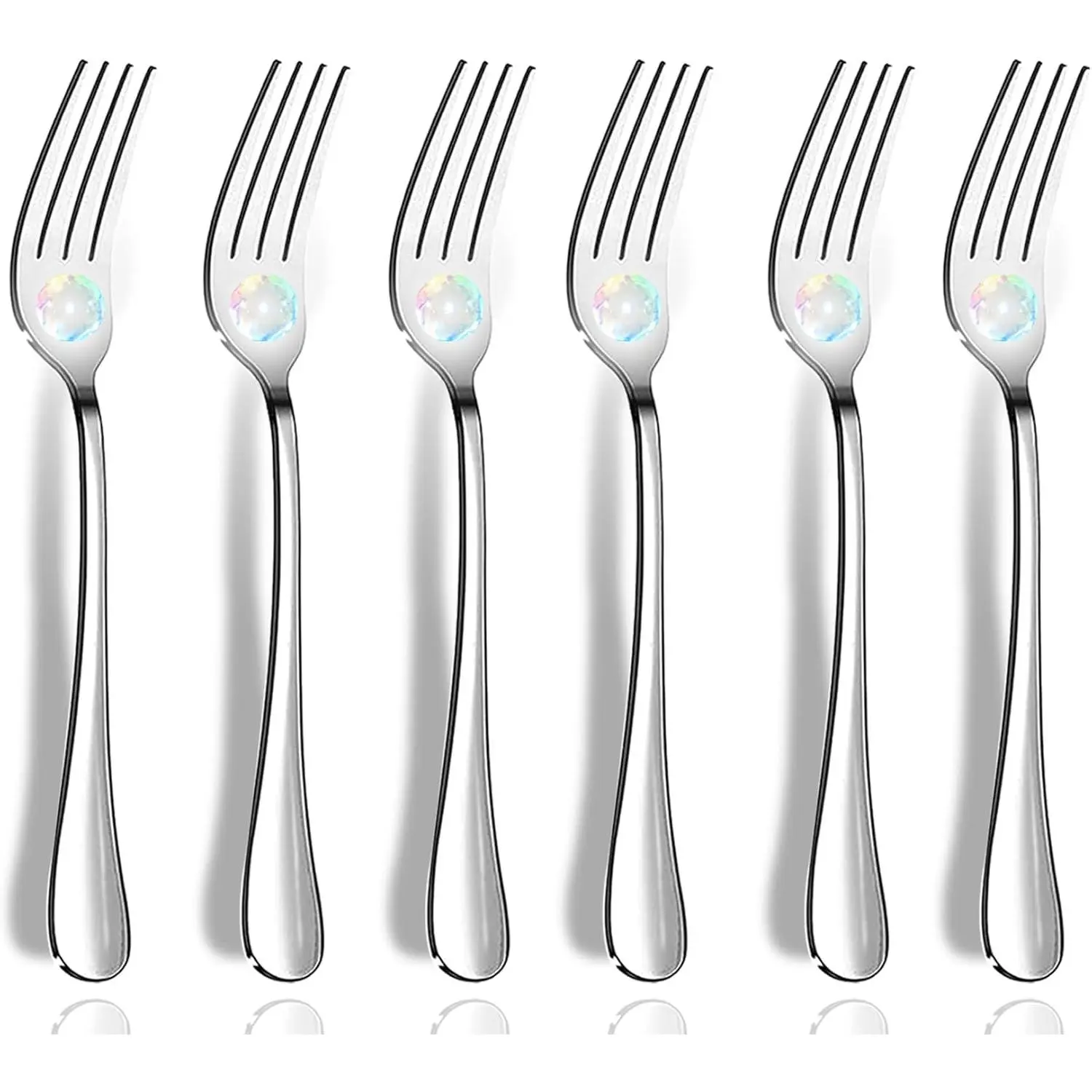 Dinner Forks, Set of 6 Top  Grade Stainless Steel Silverware Forks, Flatware Set,8 Inches, Mirror Finish & Dishwasher Safe,  Apartment Essentials Cutlery Set