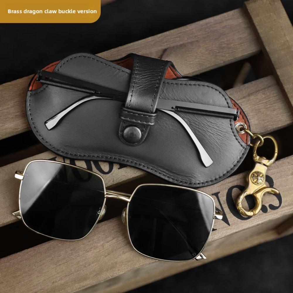 Vintage Leather Sunglasses Case – Portable Soft Glasses Pouch for Men & Women, Protective Eyewear Storage